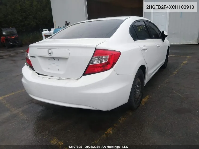 2012 Honda Civic VIN: 2HGFB2F4XCH103910 Lot: 12107905