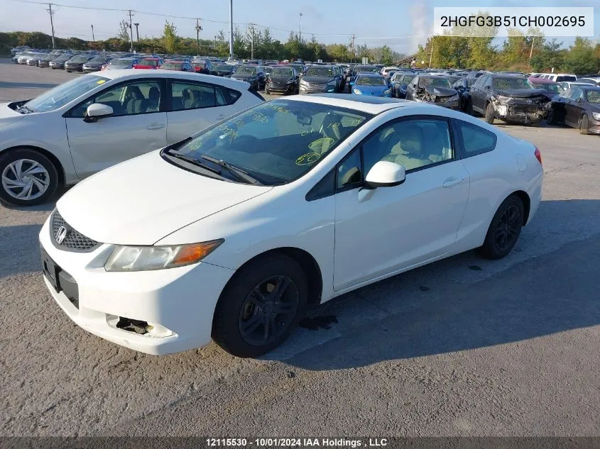 2HGFG3B51CH002695 2012 Honda Civic Cpe