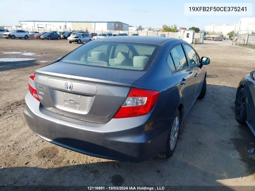 2012 Honda Civic Lx VIN: 19XFB2F50CE375241 Lot: 12116991