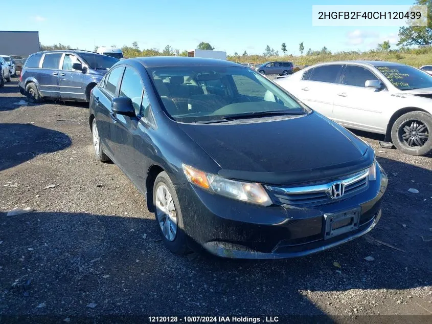 2012 Honda Civic VIN: 2HGFB2F40CH120439 Lot: 12120128