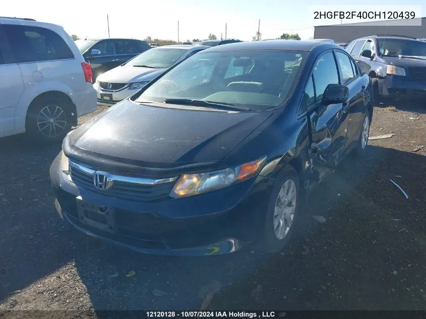 2012 Honda Civic VIN: 2HGFB2F40CH120439 Lot: 12120128