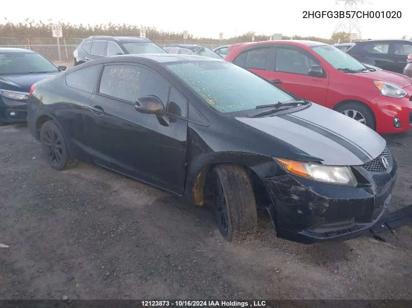 2012 Honda Civic VIN: 2HGFG3B57CH001020 Lot: 12123873