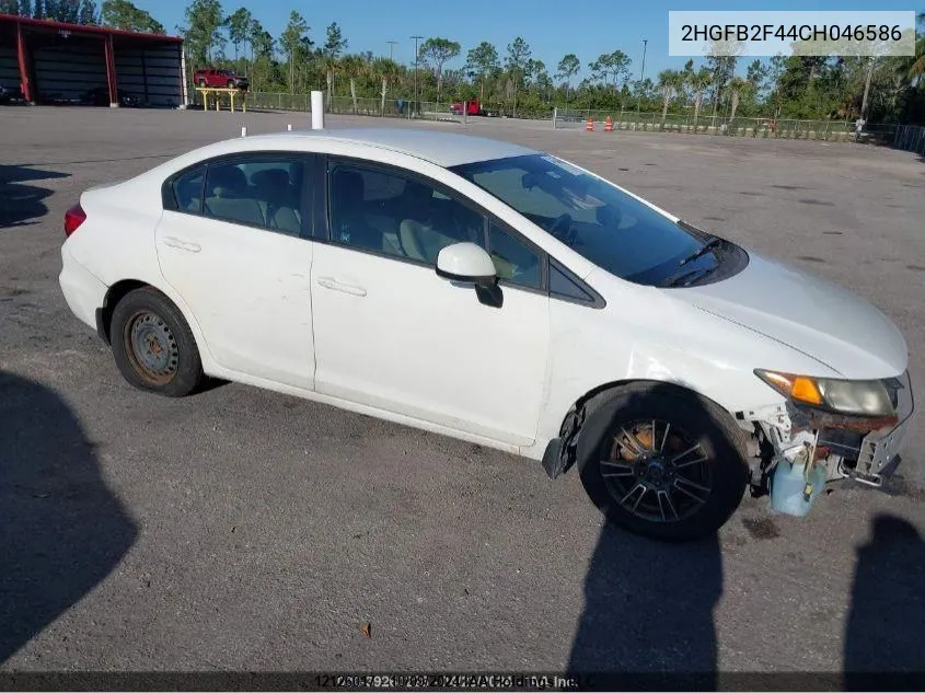 2012 Honda Civic Sdn VIN: 2HGFB2F44CH046586 Lot: 12126017