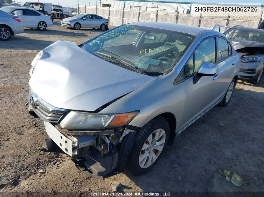 2012 Honda Civic Lx VIN: 2HGFB2F48CH062726 Lot: 12131814