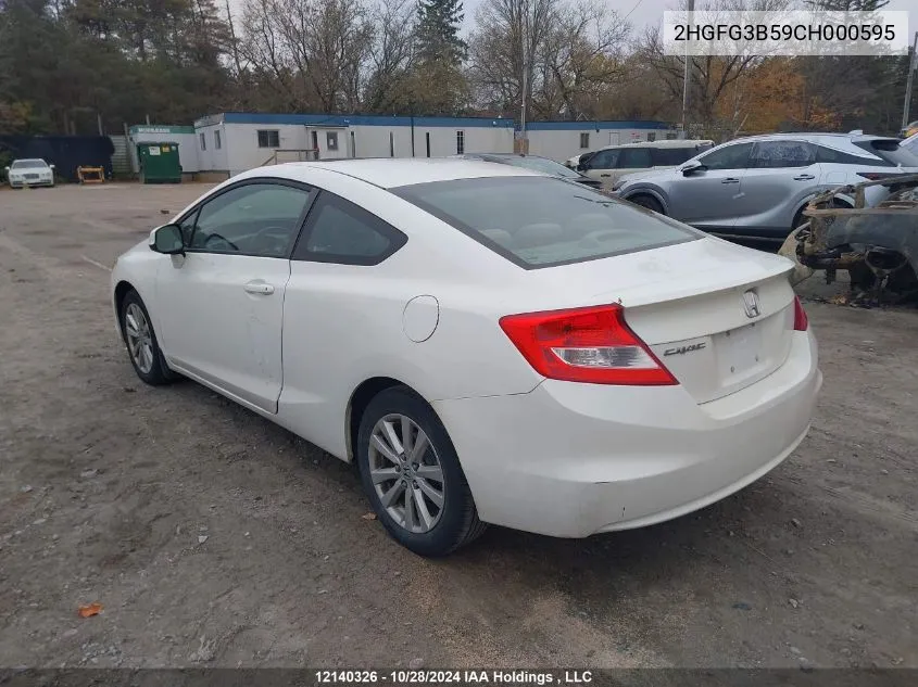 2012 Honda Civic Cpe VIN: 2HGFG3B59CH000595 Lot: 12140326