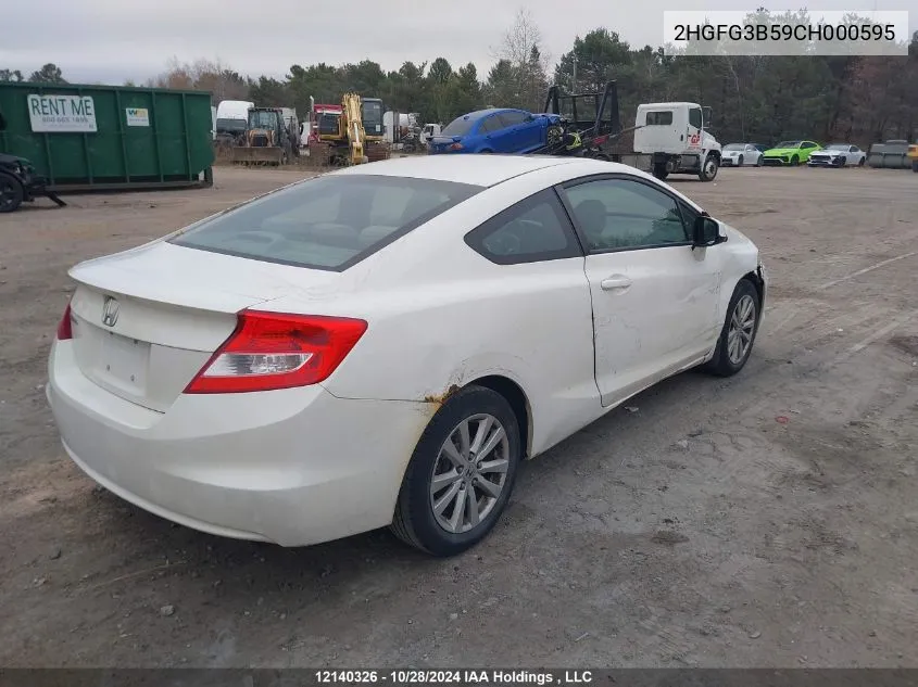 2012 Honda Civic Cpe VIN: 2HGFG3B59CH000595 Lot: 12140326