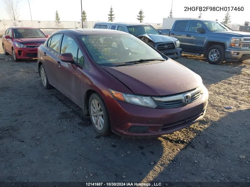 2012 Honda Civic Sdn VIN: 2HGFB2F98CH017460 Lot: 12141687