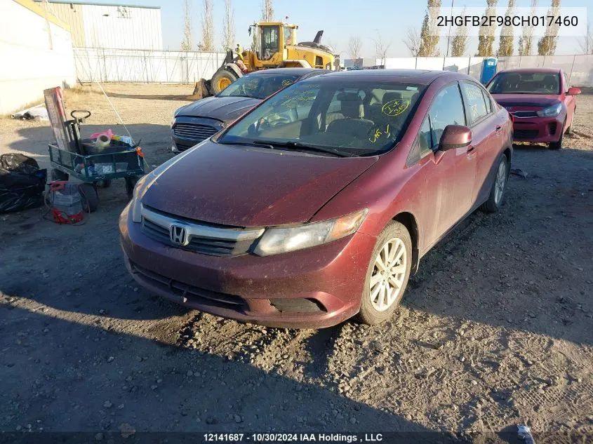 2012 Honda Civic Sdn VIN: 2HGFB2F98CH017460 Lot: 12141687