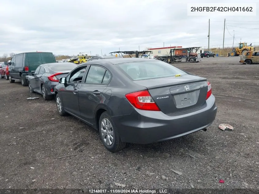 2012 Honda Civic Sdn VIN: 2HGFB2F42CH041662 Lot: 12148017