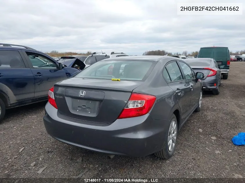 2012 Honda Civic Sdn VIN: 2HGFB2F42CH041662 Lot: 12148017