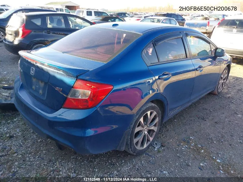 2012 Honda Civic Sdn VIN: 2HGFB6E50CH200678 Lot: 12152549