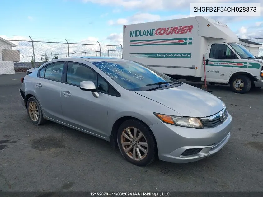 2012 Honda Civic Sdn VIN: 2HGFB2F54CH028873 Lot: 12152879