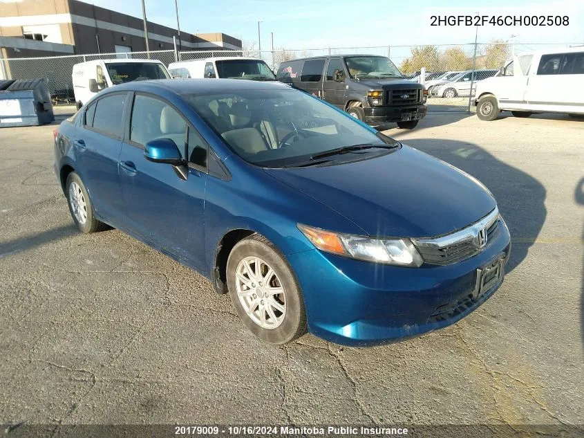 2HGFB2F46CH002508 2012 Honda Civic Lx