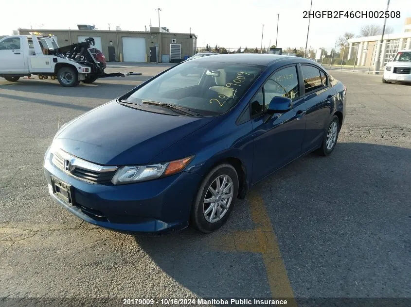 2HGFB2F46CH002508 2012 Honda Civic Lx