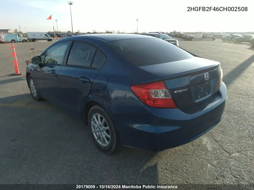 2HGFB2F46CH002508 2012 Honda Civic Lx