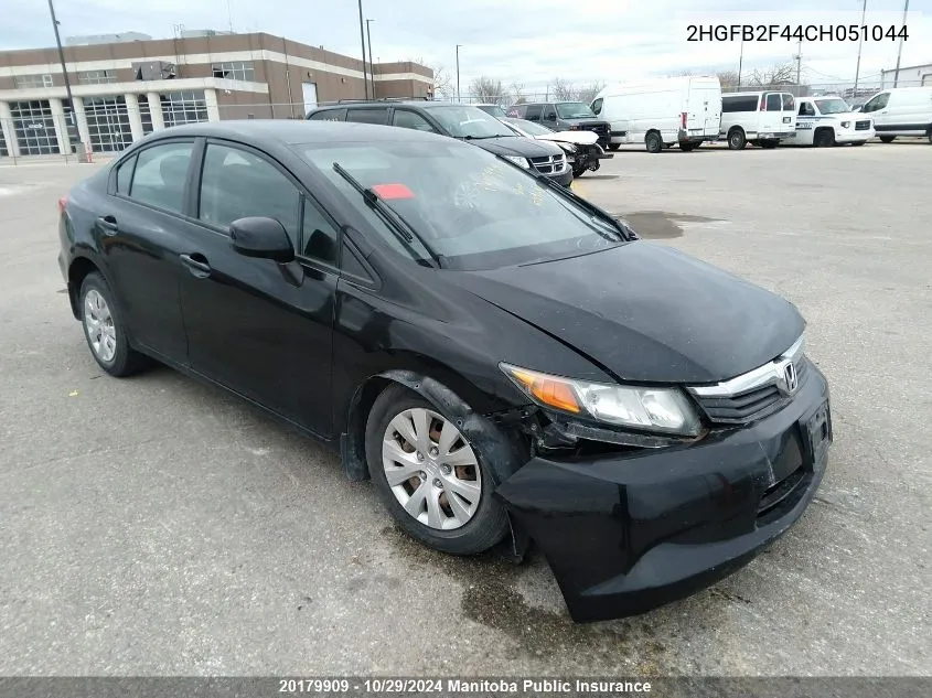 2012 Honda Civic Lx VIN: 2HGFB2F44CH051044 Lot: 20179909