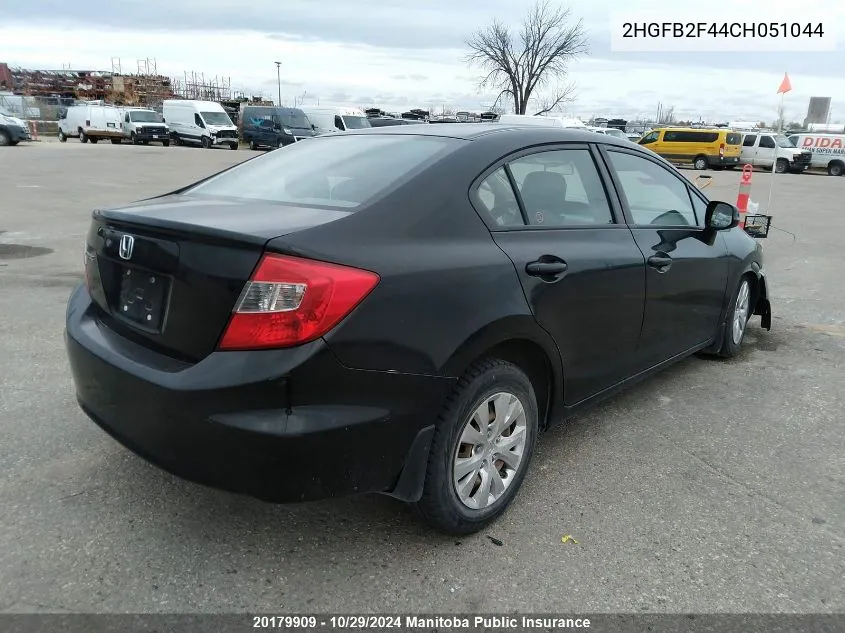 2012 Honda Civic Lx VIN: 2HGFB2F44CH051044 Lot: 20179909