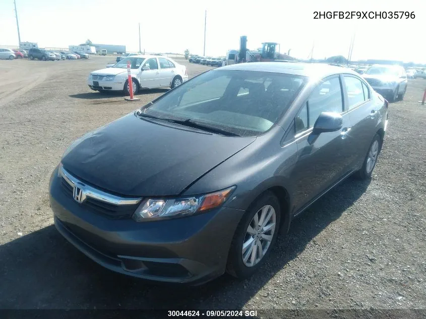 2012 Honda Civic Exl VIN: 2HGFB2F9XCH035796 Lot: 30044624