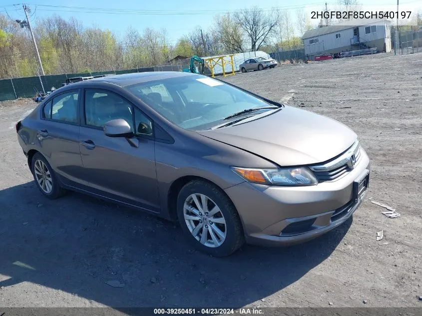 2012 Honda Civic Ex VIN: 2HGFB2F85CH540197 Lot: 39250451