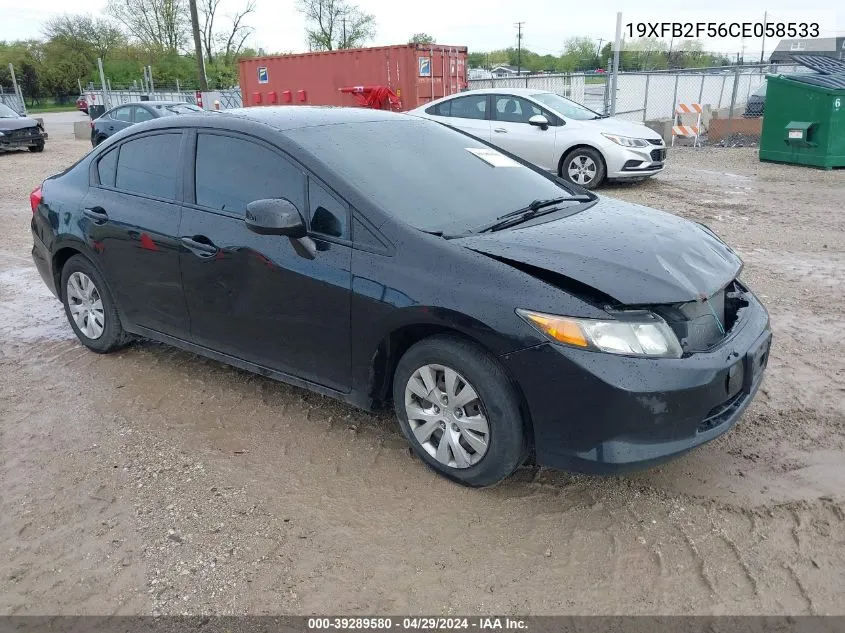 2012 Honda Civic Lx VIN: 19XFB2F56CE058533 Lot: 39289580