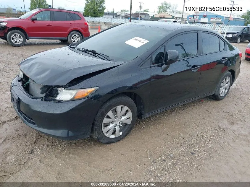 2012 Honda Civic Lx VIN: 19XFB2F56CE058533 Lot: 39289580