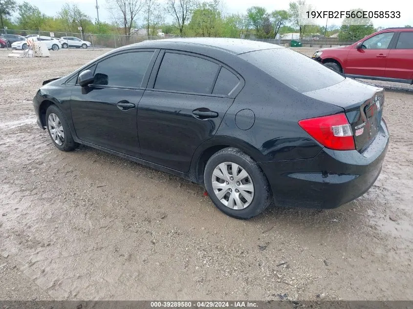 2012 Honda Civic Lx VIN: 19XFB2F56CE058533 Lot: 39289580