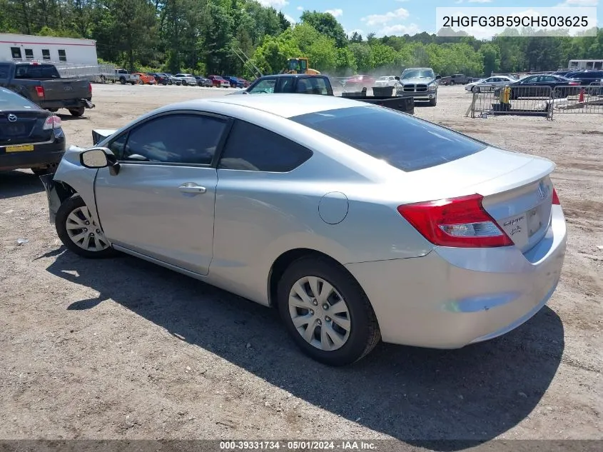 2012 Honda Civic Lx VIN: 2HGFG3B59CH503625 Lot: 39331734