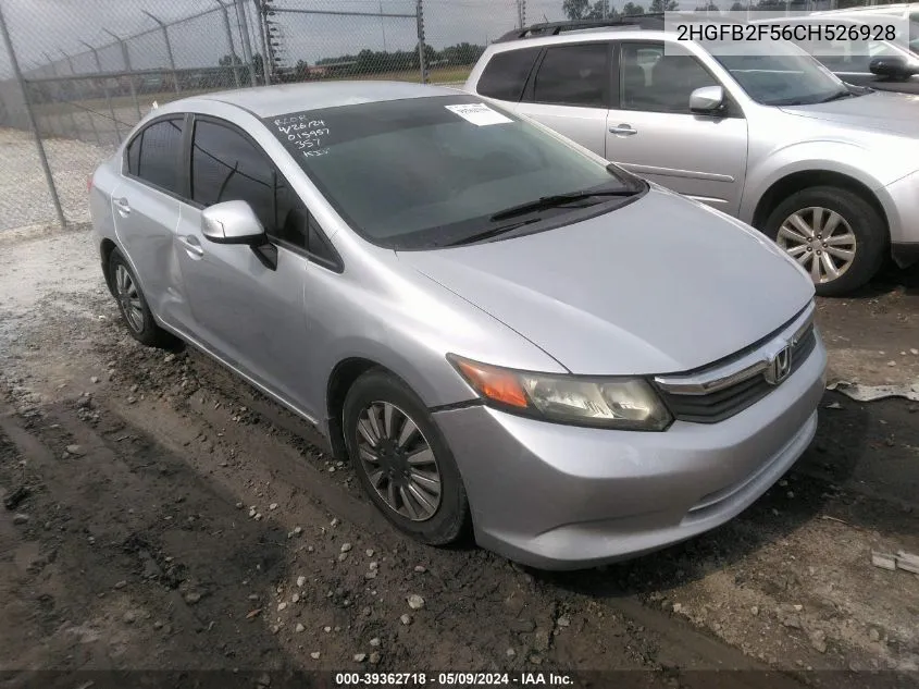 2012 Honda Civic Lx VIN: 2HGFB2F56CH526928 Lot: 39362718