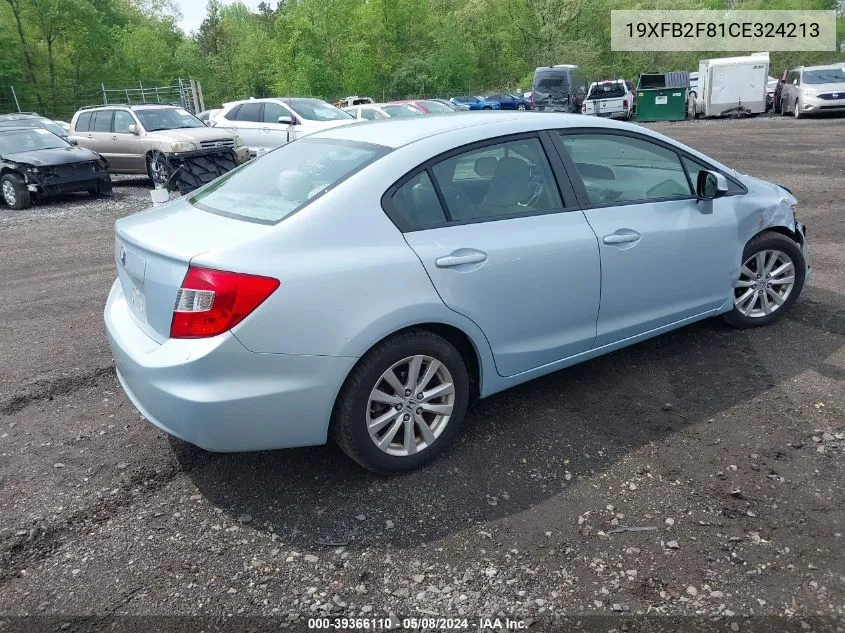 2012 Honda Civic Ex VIN: 19XFB2F81CE324213 Lot: 39366110