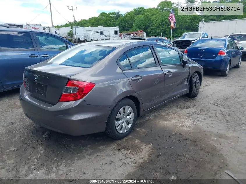 2HGFB2F53CH598704 2012 Honda Civic Lx