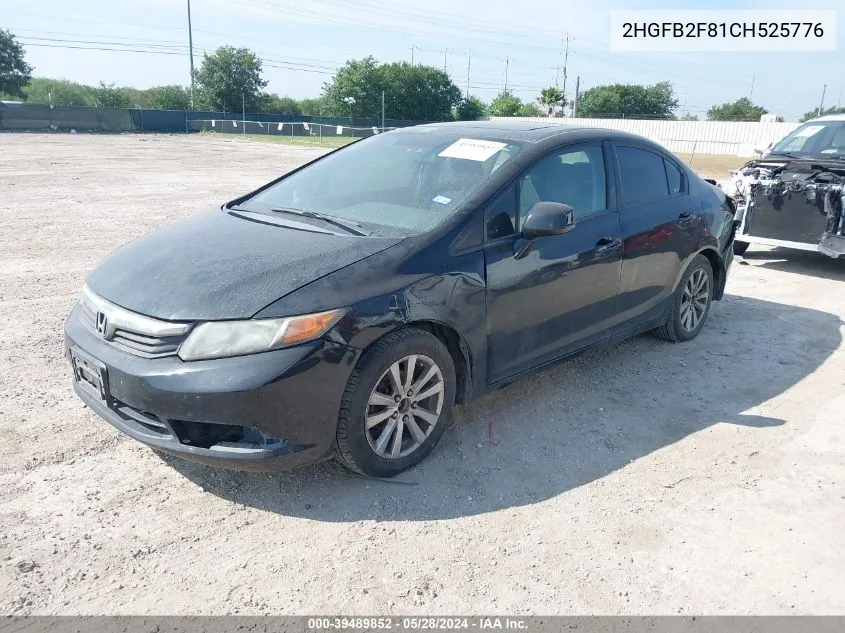 2012 Honda Civic Ex VIN: 2HGFB2F81CH525776 Lot: 39489852