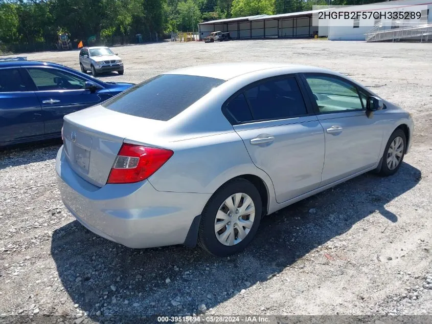 2012 Honda Civic Lx VIN: 2HGFB2F57CH335289 Lot: 39515694