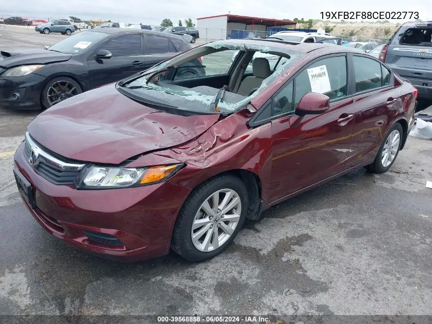 2012 Honda Civic Ex VIN: 19XFB2F88CE022773 Lot: 39568858