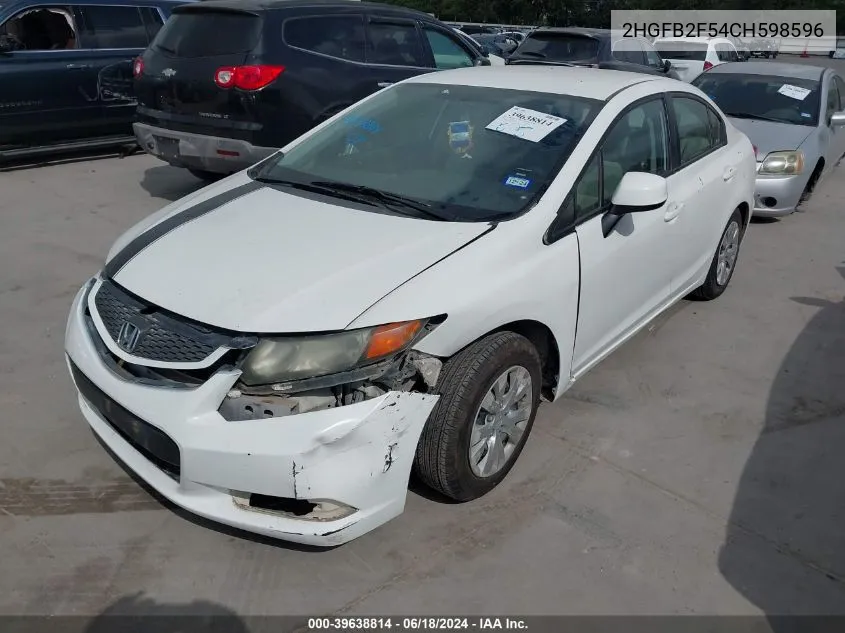 2HGFB2F54CH598596 2012 Honda Civic Lx