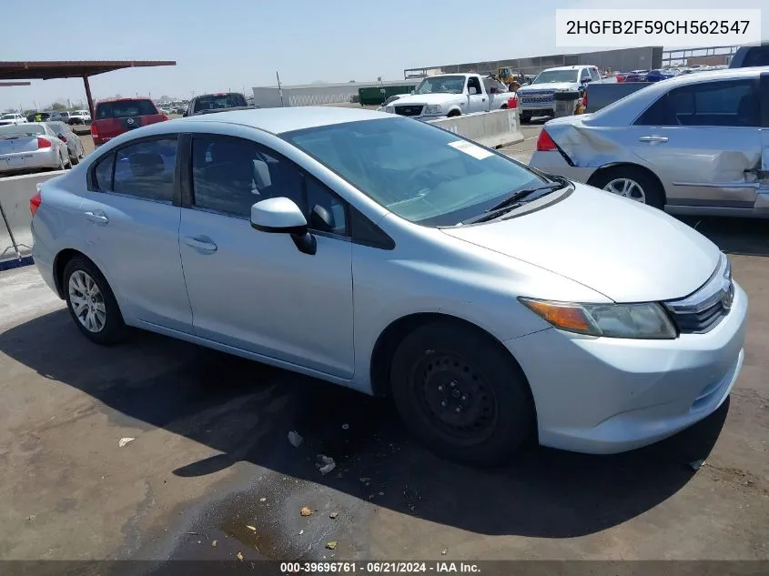 2012 Honda Civic Lx VIN: 2HGFB2F59CH562547 Lot: 39696761