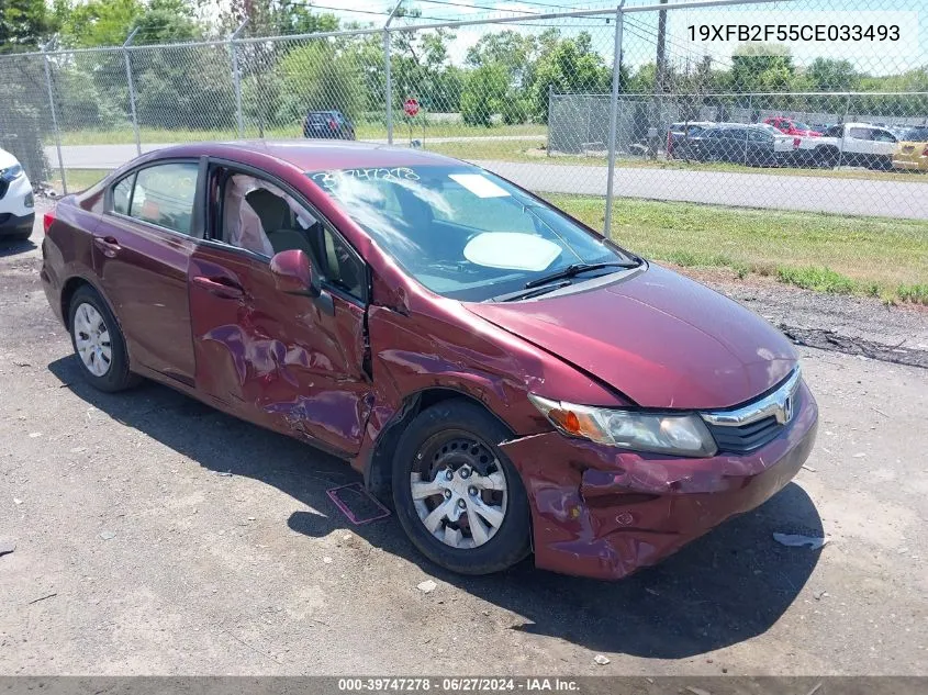 2012 Honda Civic Lx VIN: 19XFB2F55CE033493 Lot: 39747278