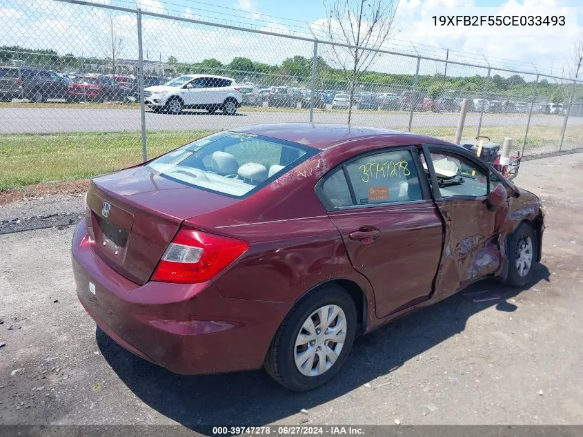 2012 Honda Civic Lx VIN: 19XFB2F55CE033493 Lot: 39747278