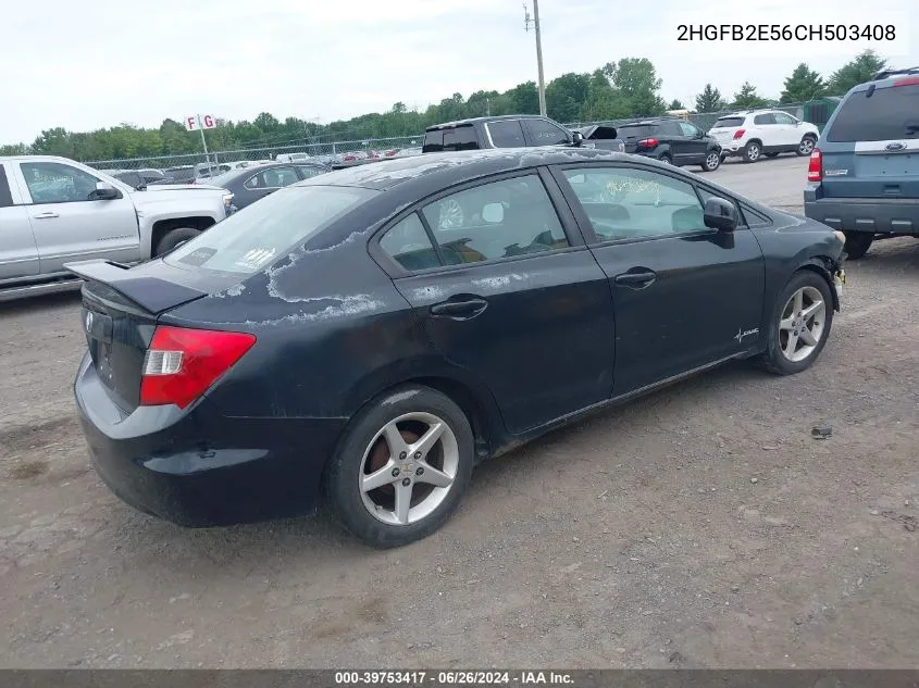 2HGFB2E56CH503408 2012 Honda Civic Lx