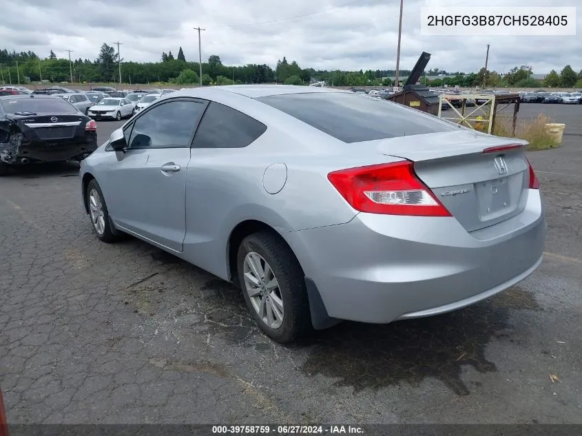 2012 Honda Civic Ex VIN: 2HGFG3B87CH528405 Lot: 39758759