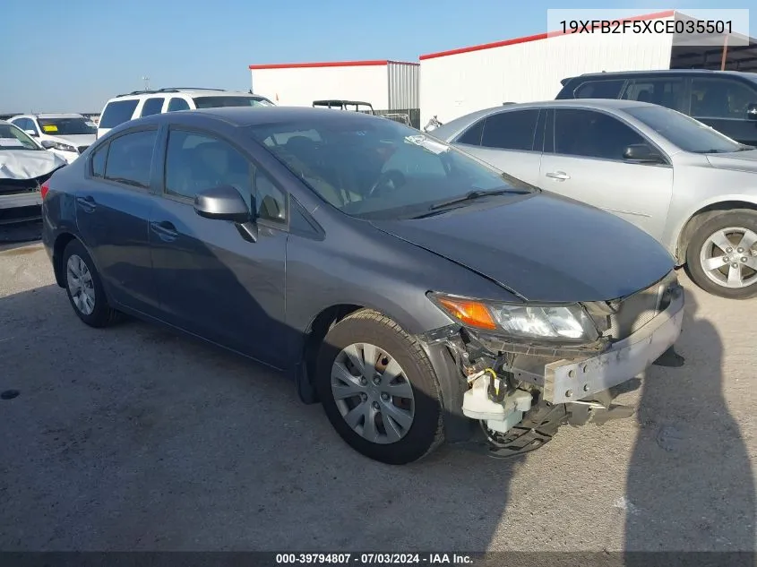 2012 Honda Civic Lx VIN: 19XFB2F5XCE035501 Lot: 39794807