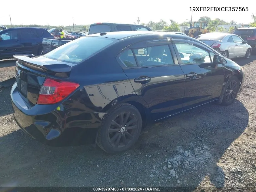 2012 Honda Civic Ex VIN: 19XFB2F8XCE357565 Lot: 39797463