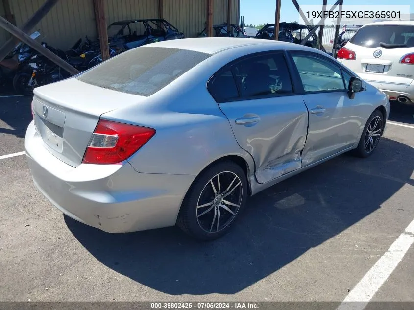 2012 Honda Civic Lx VIN: 19XFB2F5XCE365901 Lot: 39802425