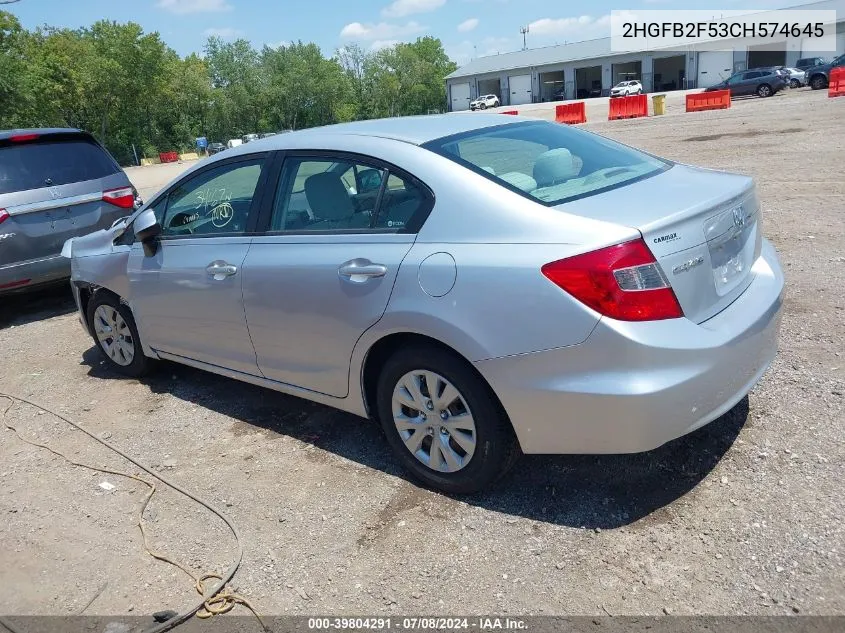 2HGFB2F53CH574645 2012 Honda Civic Lx