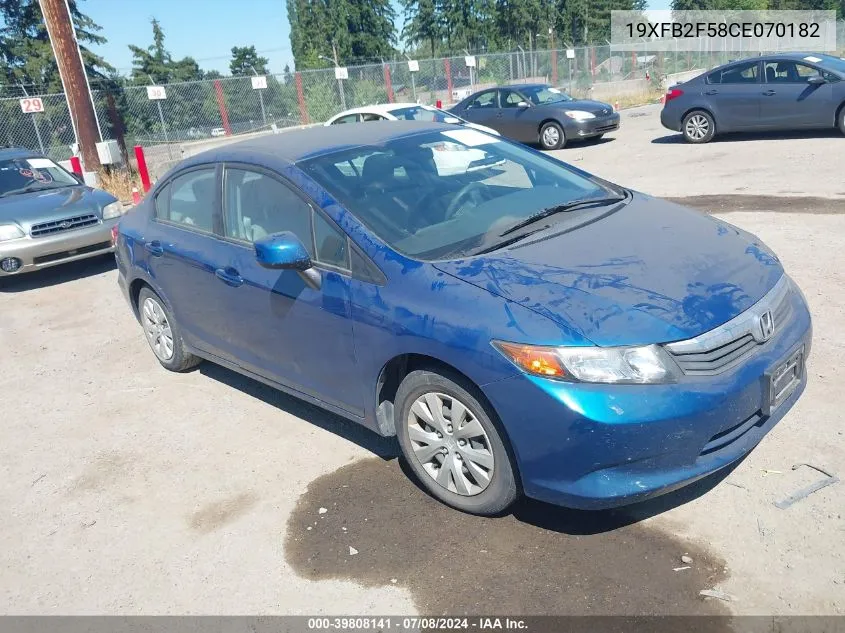 2012 Honda Civic Lx VIN: 19XFB2F58CE070182 Lot: 39808141