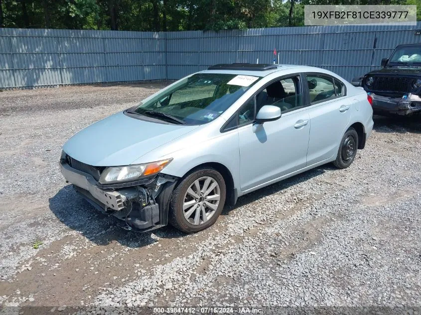 2012 Honda Civic Ex VIN: 19XFB2F81CE339777 Lot: 39847412