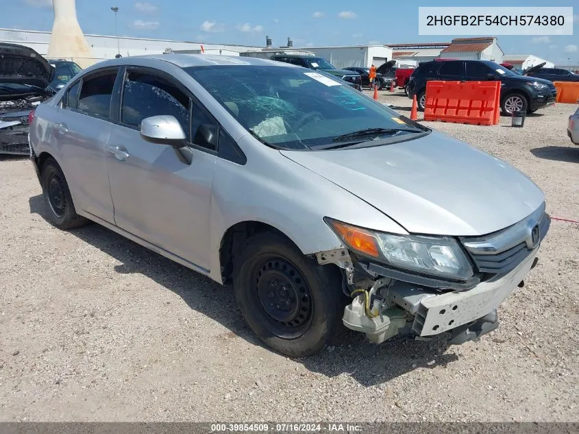 2HGFB2F54CH574380 2012 Honda Civic Lx