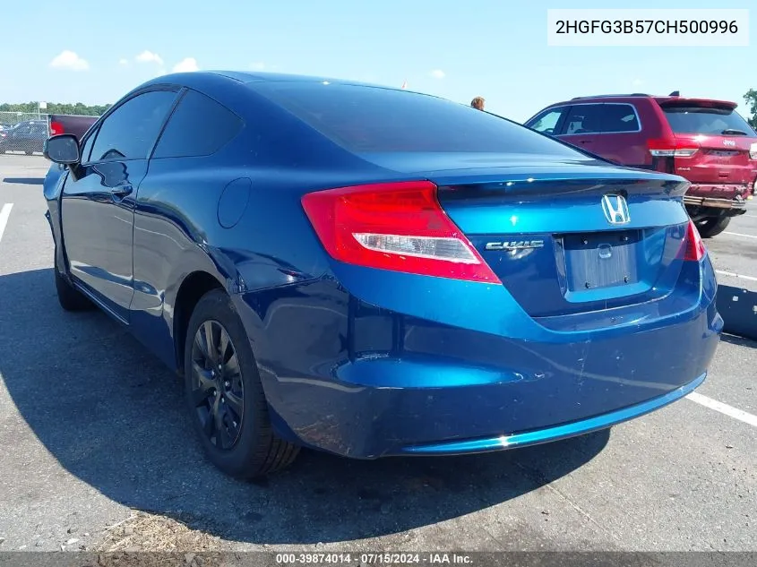 2012 Honda Civic Lx VIN: 2HGFG3B57CH500996 Lot: 39874014