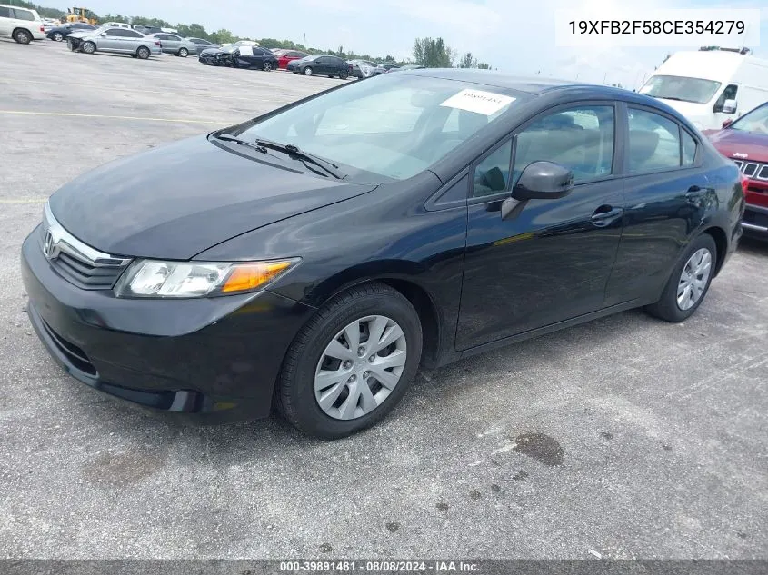 2012 Honda Civic Lx VIN: 19XFB2F58CE354279 Lot: 39891481