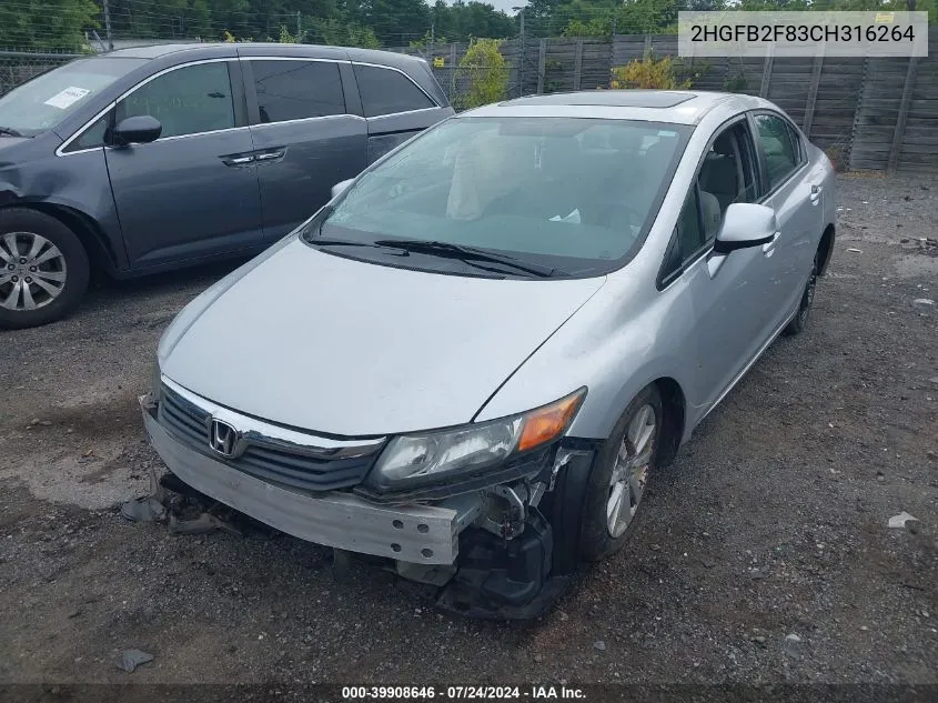 2HGFB2F83CH316264 2012 Honda Civic Ex