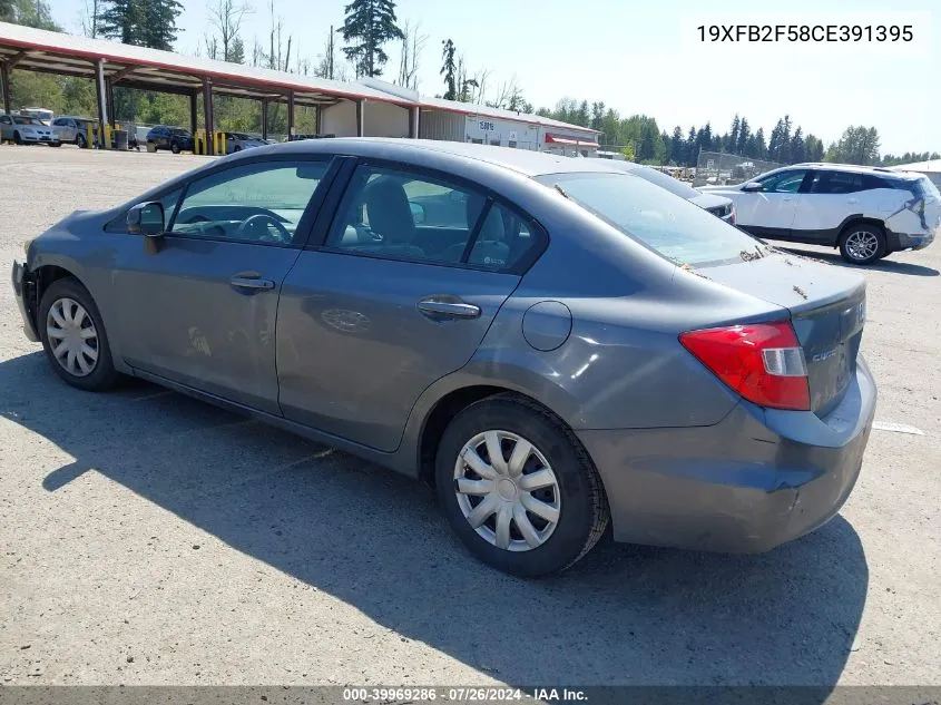 2012 Honda Civic Lx VIN: 19XFB2F58CE391395 Lot: 39969286